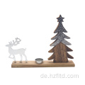 Teelichthalter Weihnachtsbaum Silber Rentier